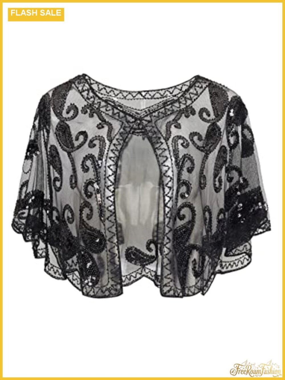 Sequin Beaded Evening Shawl Wrap Cape Flapper Gatsby Cover Up One Size
